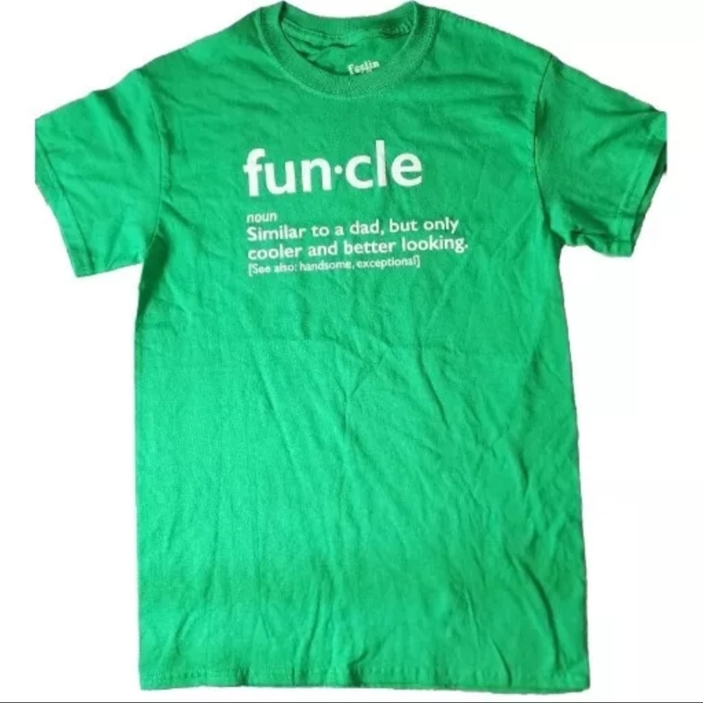 Funcle Fun-cle‎ T-Shirt SIze Small Green Funny Baby Shower Fun New